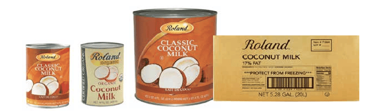 Productos Roland leche de coco