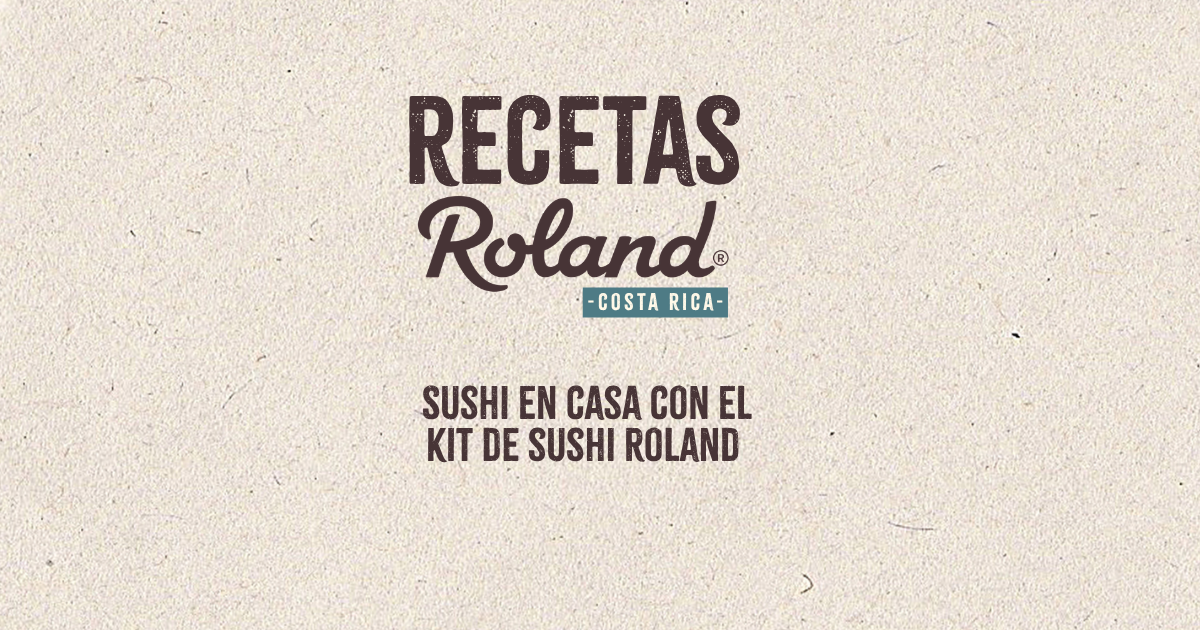 Portada de Recetas Roland Costa Rica con fondo beige y texto “Sushi en casa con el Kit de Sushi Roland”, representando la serie de recetas mensuales de la marca.